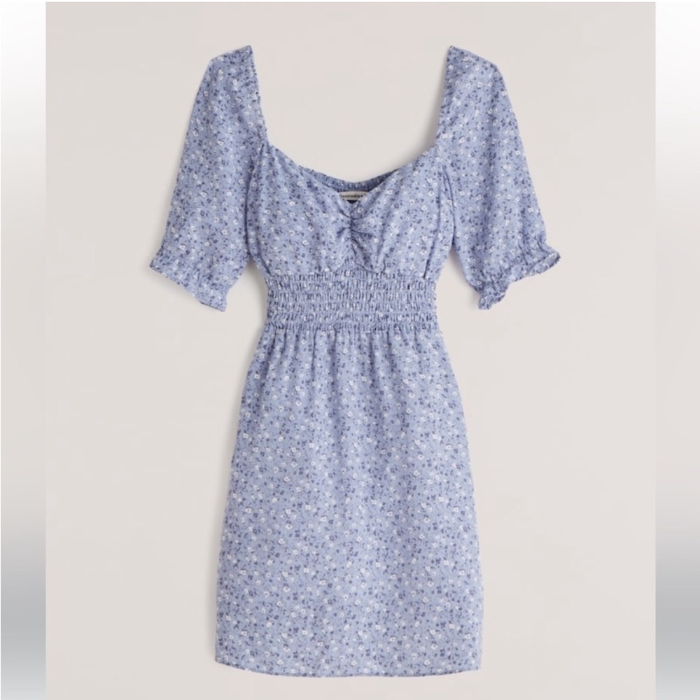 Abercrombie Fitch babydoll smocked ruffle mini floral dress cottagecore prairie